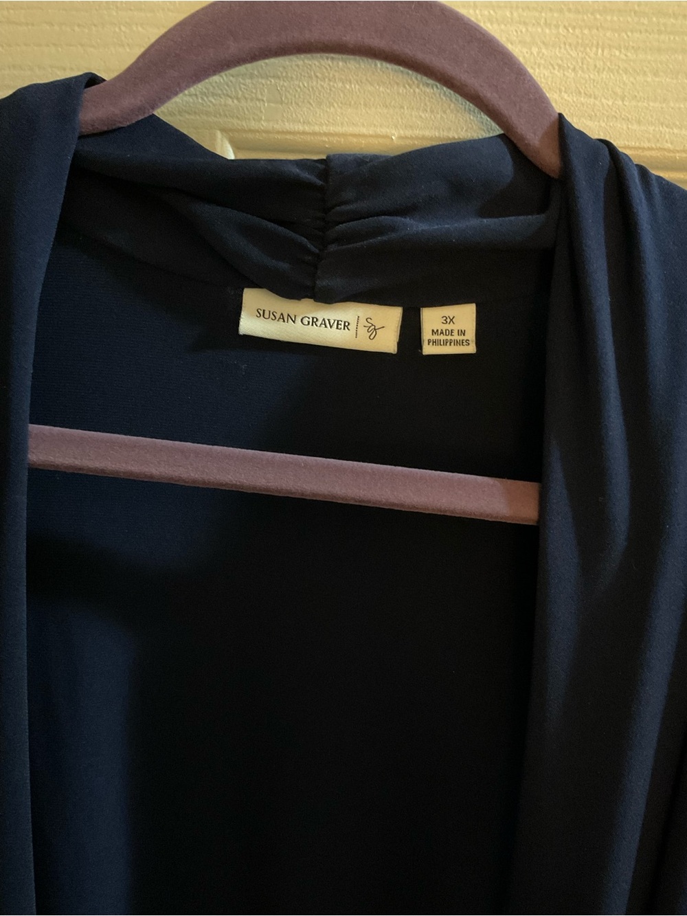 Susan Graver Blue Open Draped “vest” Jacket